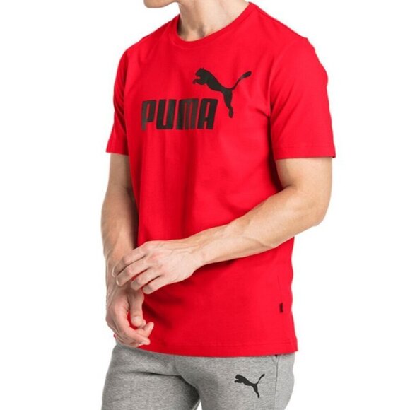 Puma Men's Size Medium Red Essential Black Logo T-Shirt NWOT - Picture 1 of 6